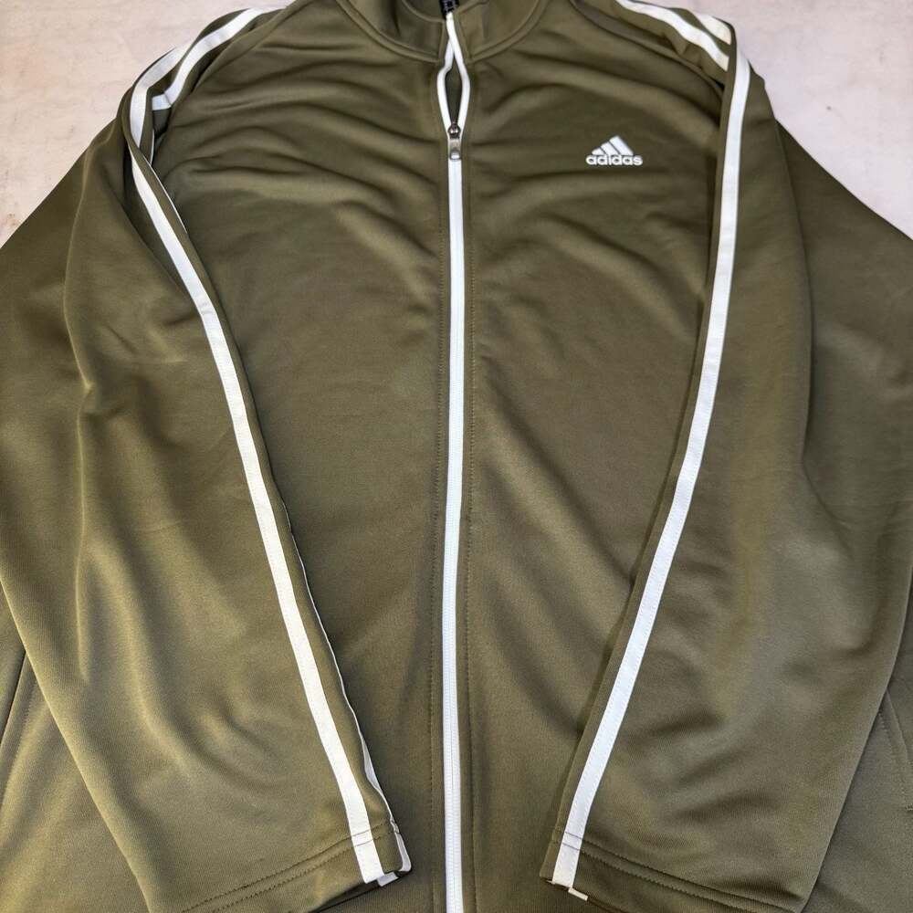 Adidas Golf Men's Full Zip 3-Stripe Track Jacket in Olive Green